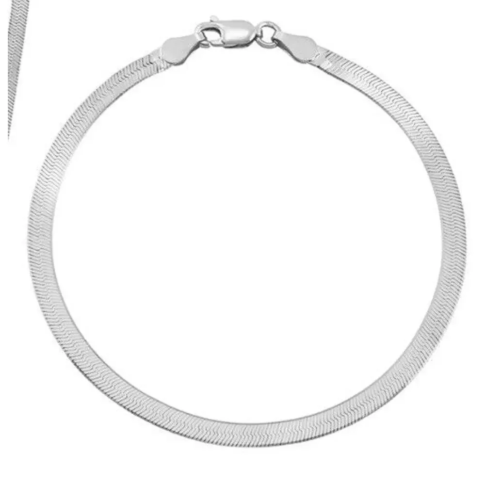 Sterling Silver Herringbone Chain Necklace Bracelet (2 Piece Set) Chic 3.5mm NEW